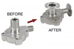 Before with threads and after with TC flanges