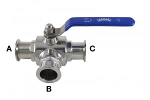 1.5" Tri Clamp Compatible 3-Way Ball Valve