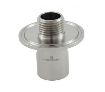 1.5" Tri Clover Compatible X 1/2" FPT inlet and 1/2" MPT on inside of ferrule