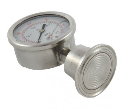 Pressure gauge showing the bottom of the flange